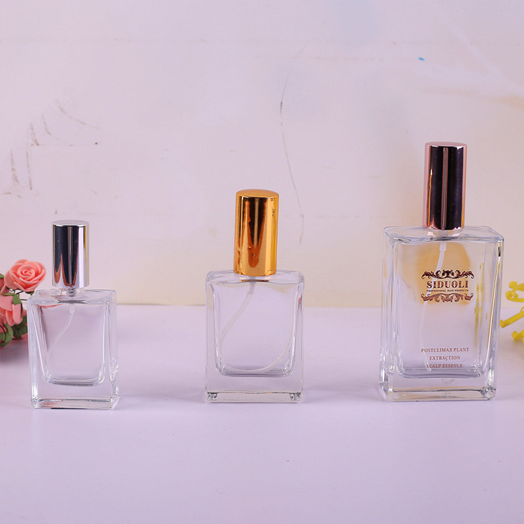Perfume Bottles 30ml Glass High-end Transparent Square Spray Perfume Glass Bottles