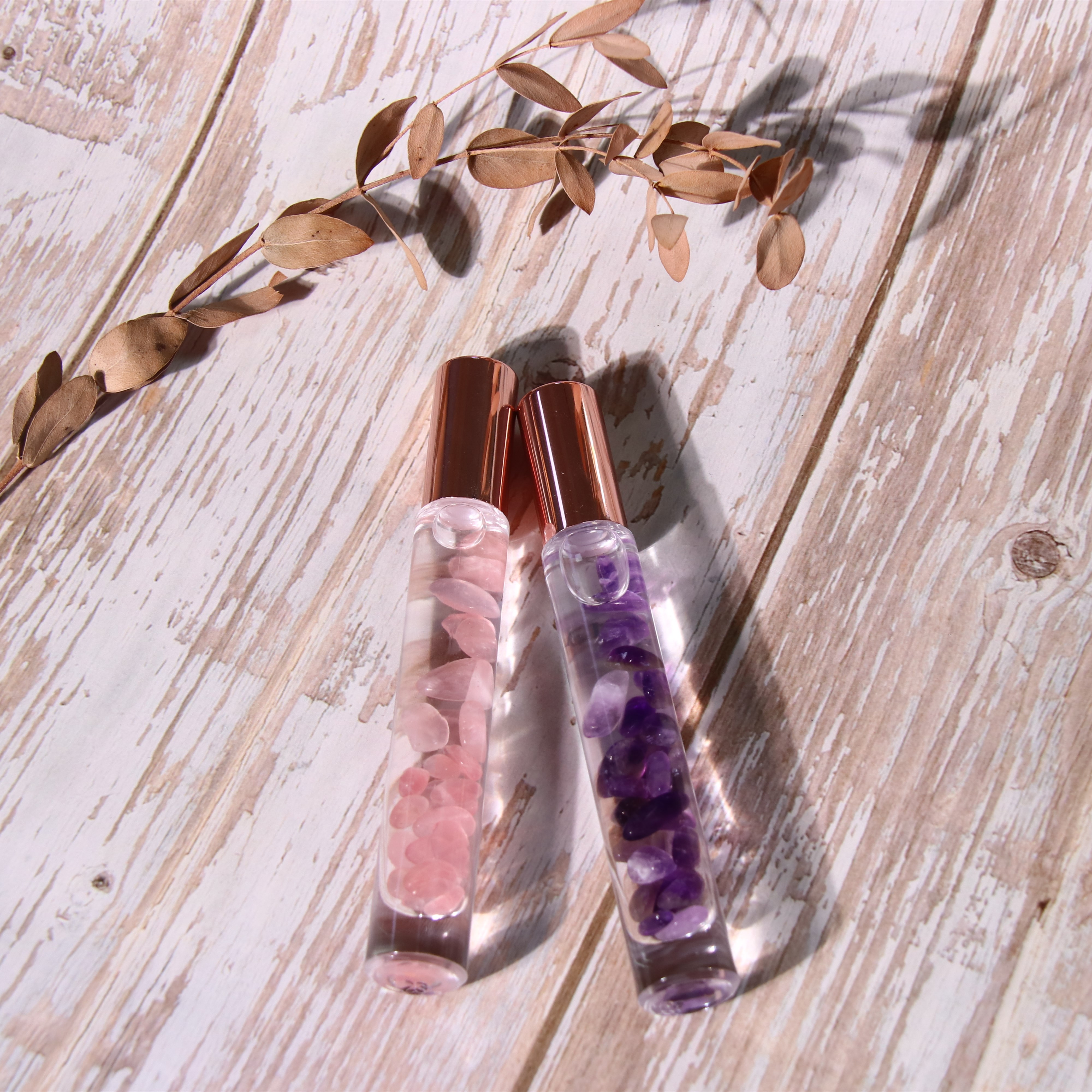 Perfume Crystal Gemstone Rose Quartz Essential Oil Roller Bottles