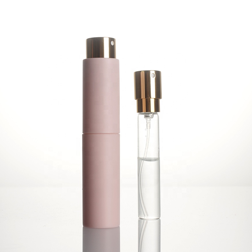 Perfume Spray Bottle up Transparent Portable Electronic Aluminum Refillable Glass Tube Liner Separate Loading Travel Screw Cap