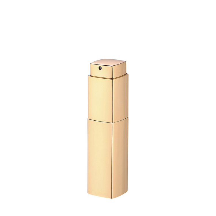 Perfume atomizer 10ml 20ml 35ml square white glass metal twist refill aluminium perfume mist spray bottle
