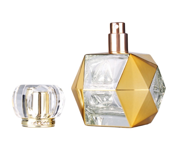Perfume bottle, polygonal glass spray, perfume, bayonet custom.