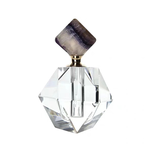 Perfume bottles natural crystal bottles with rose quartz stone lid