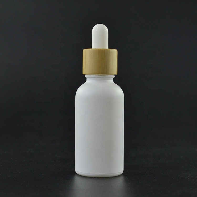 Perfume essential oil 5ml 10ml 15ml 20ml 30ml 50ml 100m frosted white glass bottle with bamboo white dropper