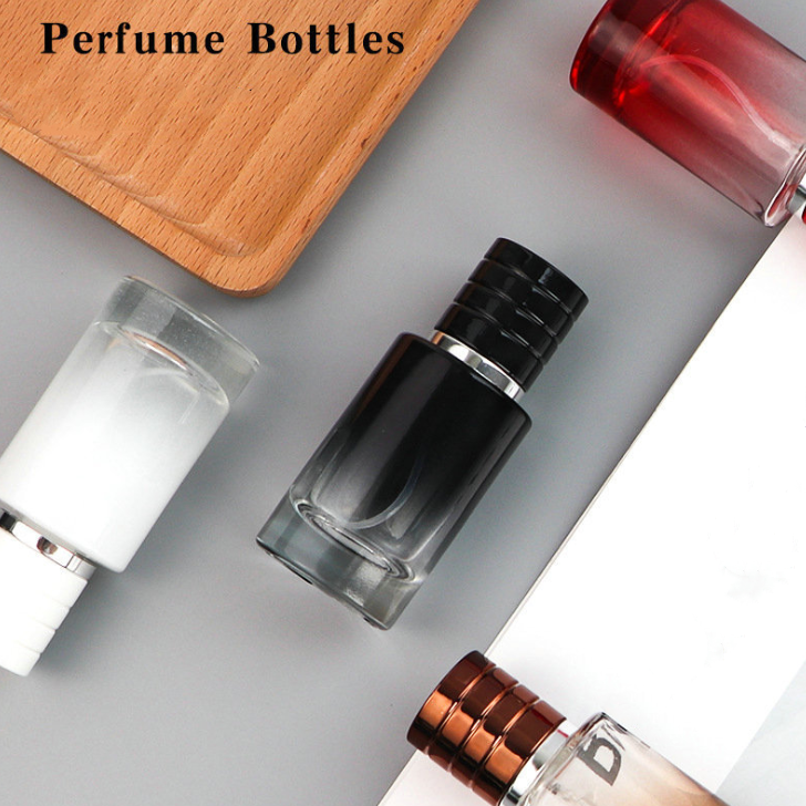 Perfume glass bottle spray 30ml 50ml 100ml cylinder round shaped glass perfume spray bottle