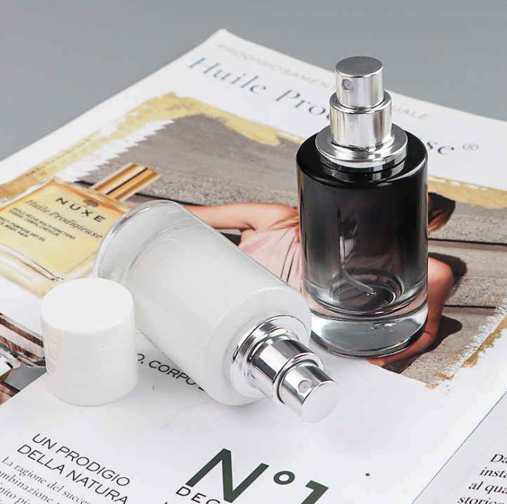 Perfume glass bottle spray 30ml 50ml 100ml cylinder round shaped glass perfume spray bottle