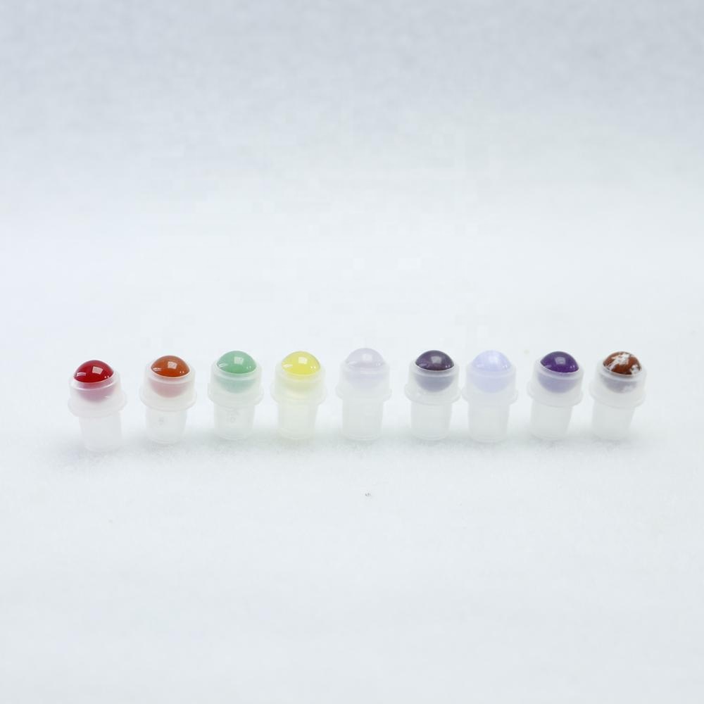 Perfume glass roller bottle with bamboo cap and gemstone ball RB058E