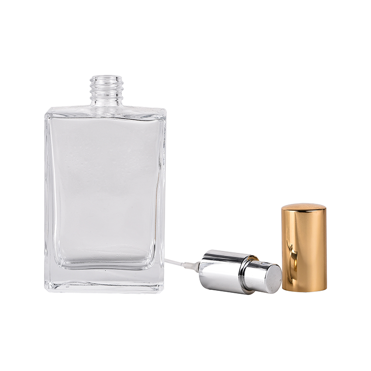 Perfume packaging rectangle men cologne fragrance mist bottle perfume glass bottles with aluminum screw cap