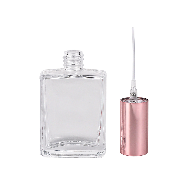 Perfume packaging rectangle men cologne fragrance mist bottle perfume glass bottles with aluminum screw cap