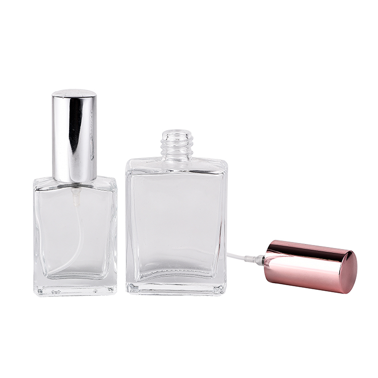 Perfume packaging rectangle men cologne fragrance mist bottle perfume glass bottles with aluminum screw cap