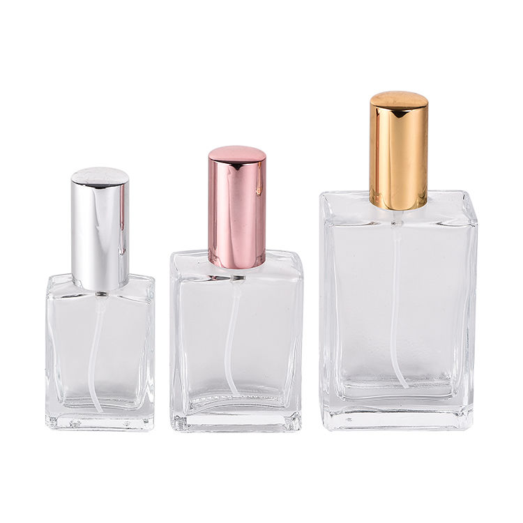 Perfume packaging rectangle men cologne fragrance mist bottle perfume glass bottles with aluminum screw cap