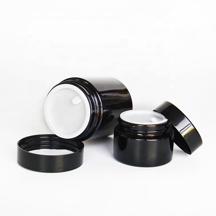 Personal Care 30g 50g 100g Cosmetic Container Amber Plastic Skincare Cream Jar With Black Cap
