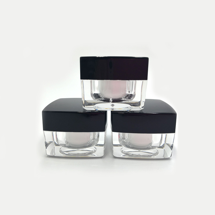 Personal Care 5g 10g 15g 20g 30g 50g black empty Double Wall Square shape acrylic Cosmetic Jar with PP Inner