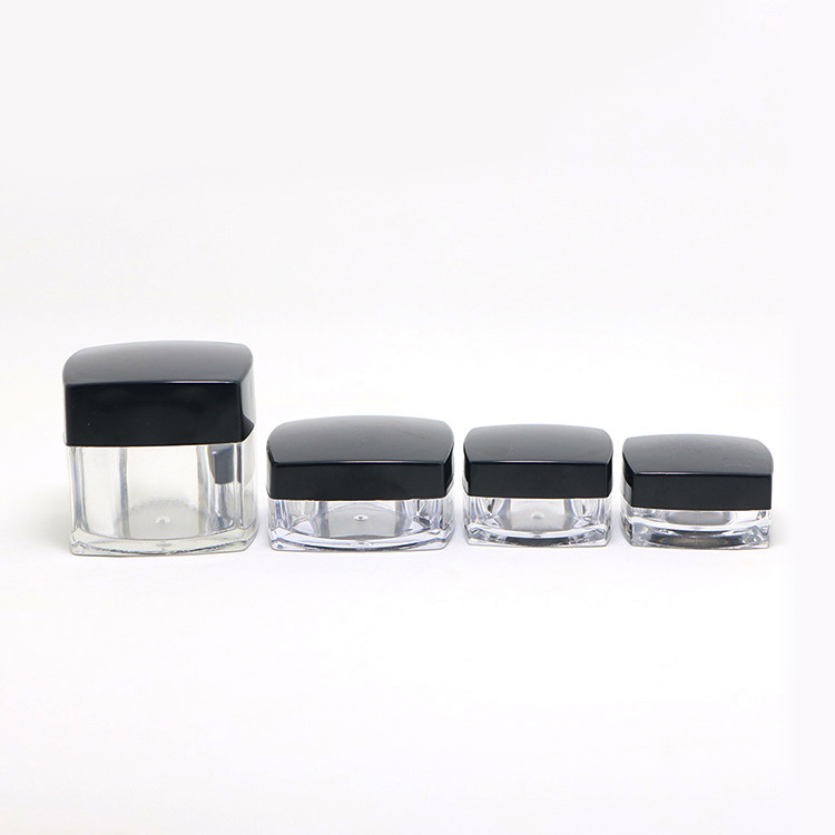 Personal Care 5g 10g 15g 20g 30g 50g black empty Double Wall Square shape acrylic Cosmetic Jar with PP Inner