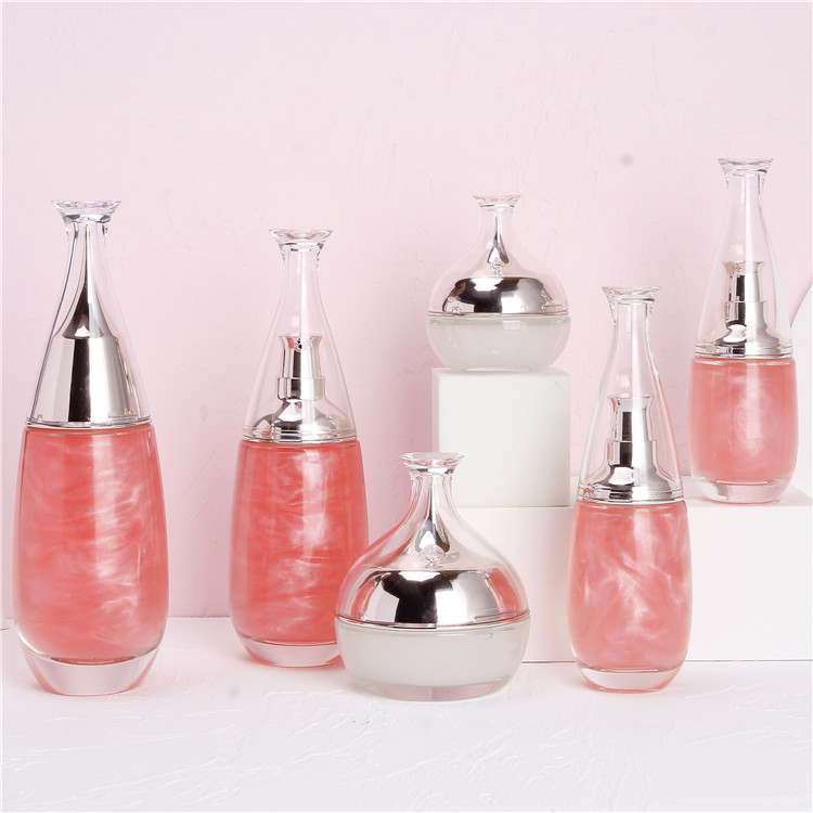 Personal Care Cosmetic Set Glass Bottle Cream Jar Lotion Press Cosmetic Bottles Eye Gel Jar