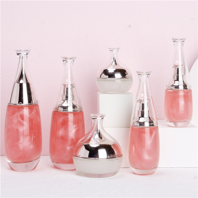 Personal Care Cosmetic Set Glass Bottle Cream Jar Lotion Press Cosmetic Bottles Eye Gel Jar