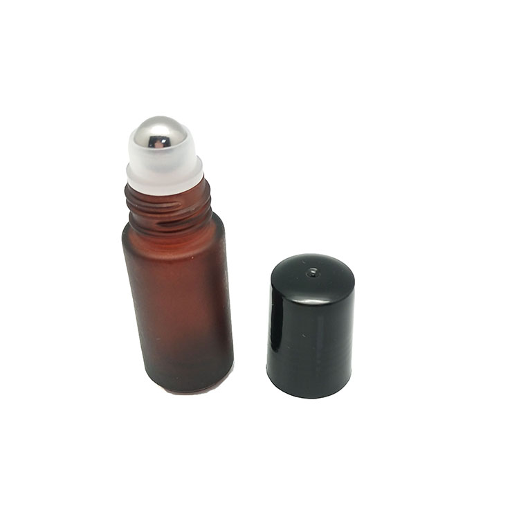 Personal Care Screw Cap Frosted Matte Amber Bottle 5ml Essential Oil Roll on Glass Bottle
