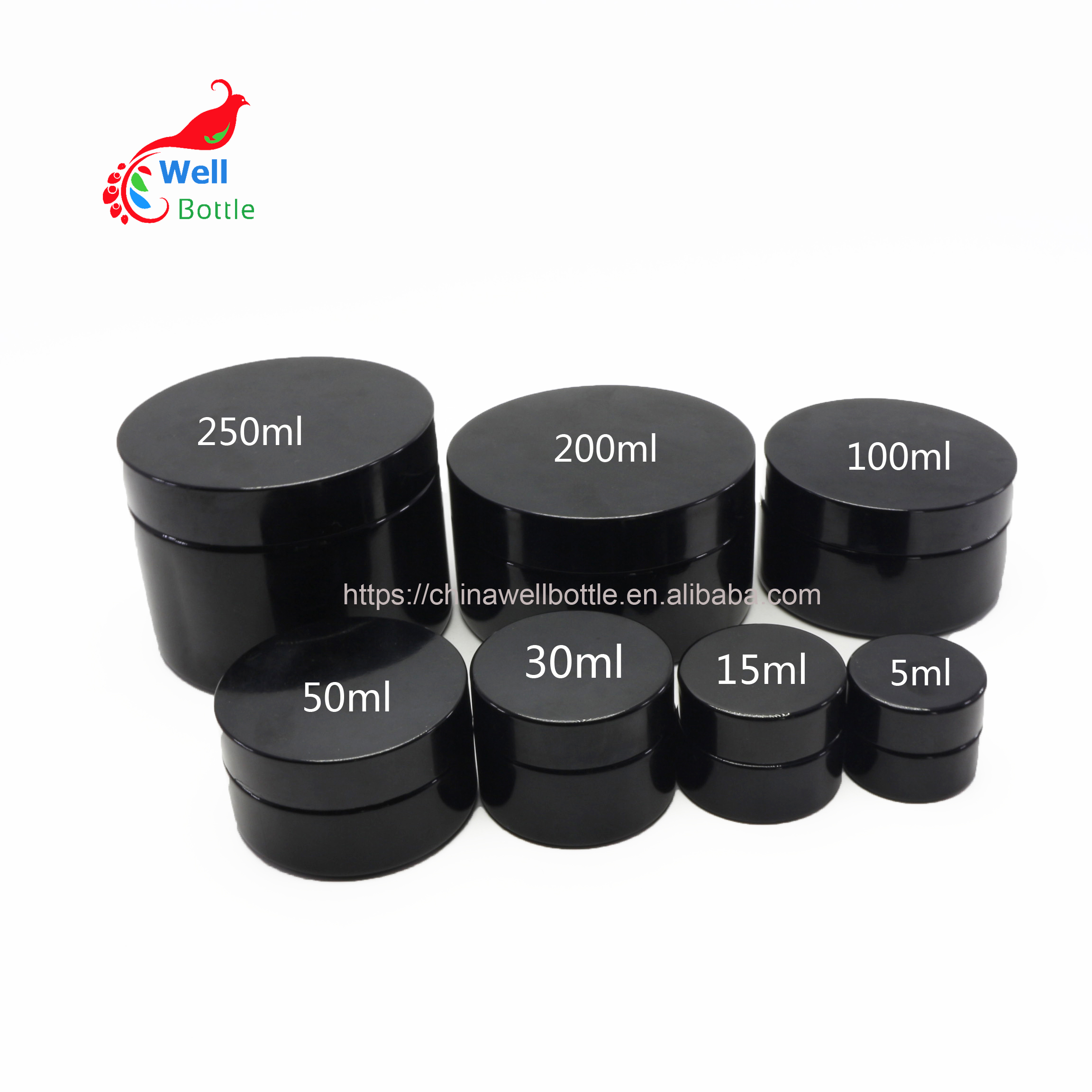 Personal Care packaging black violet glass jar 15ml uv container for Skin Care Cream DV229E