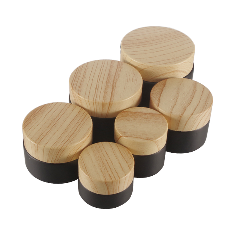 Personal Skin Care Packaging 10g 30g 50g 100g White Cosmetic Cream Jar With Wooden Lid Grain
