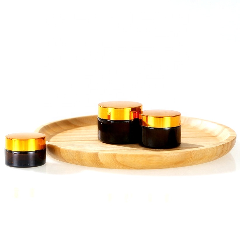 Personal care brown amber round 5gram glass jar glass sample jar 50 ml