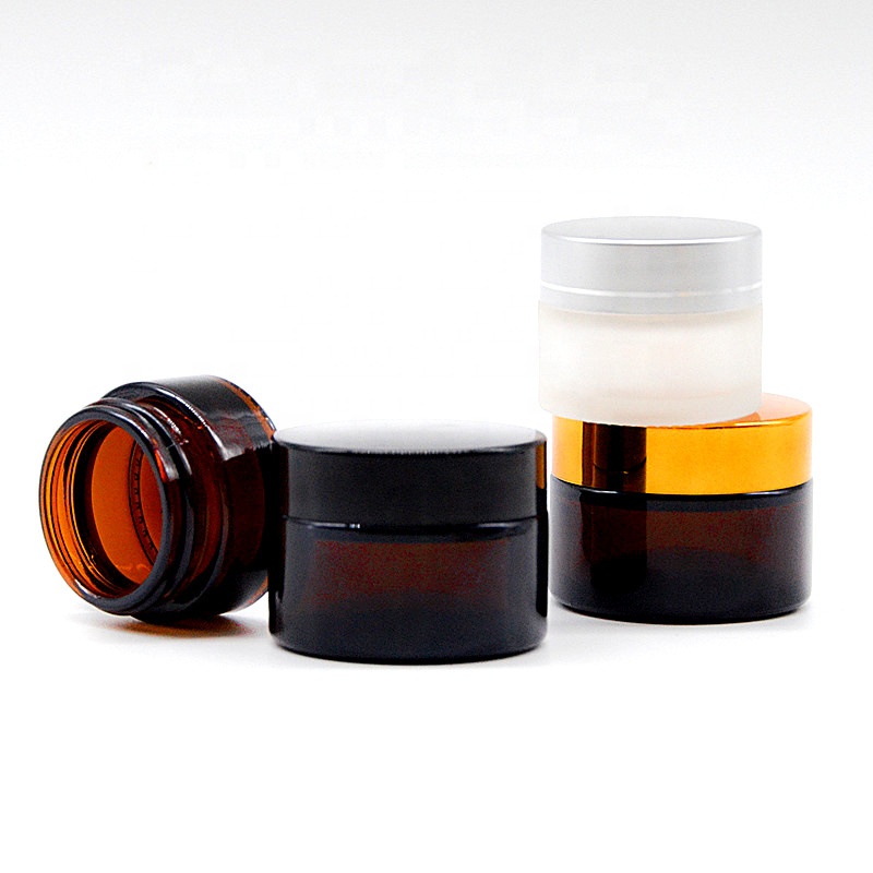 Personal care brown amber round 5gram glass jar glass sample jar 50 ml