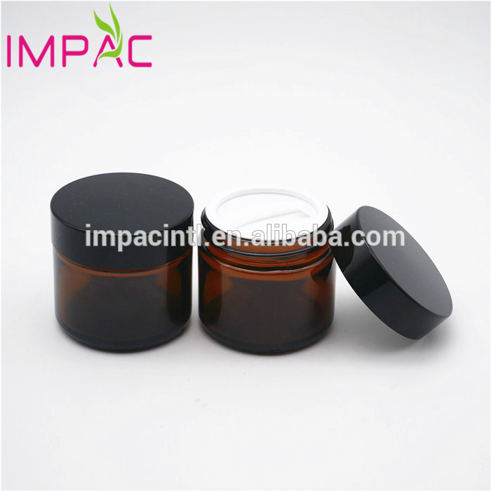 Personal care brown amber round 60g glass cosmetic jar container 60ml