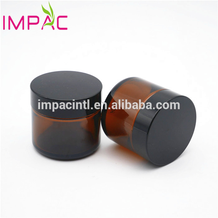 Personal care brown amber round 60g glass cosmetic jar container 60ml