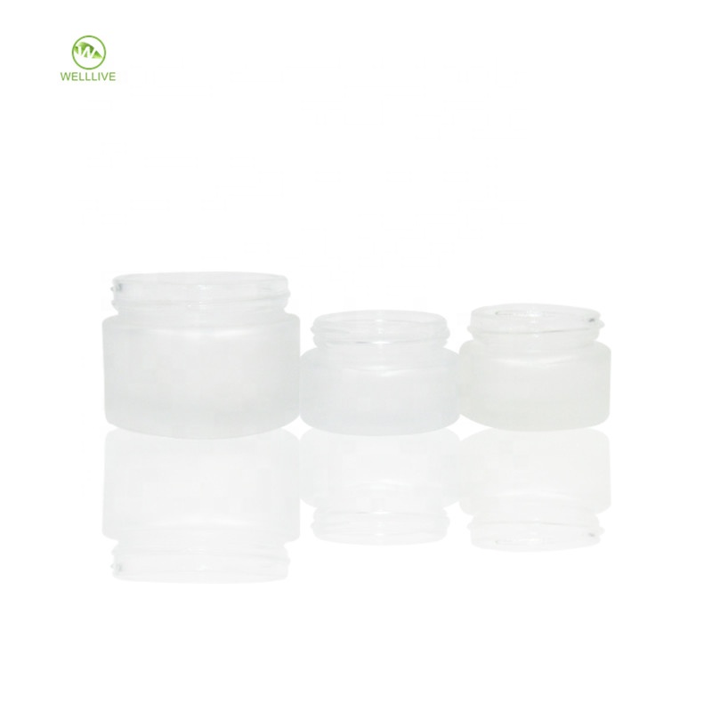 Personal care cosmetic cream use 5g 10g 15g 20g 30g 50g 60g 80g100g matte clear glass jar with black white screw cap