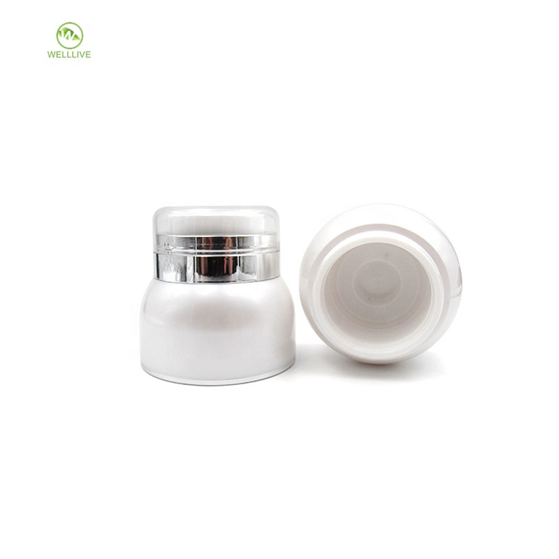Personal care cosmetic lotion emulsion packaging 30g 50g Pearl White round acrylic airless pump press jar
