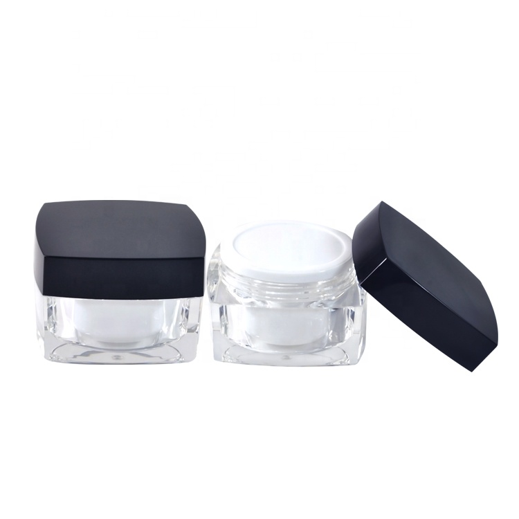 Personal care cream square black clear 5g 10g 15g 30g 50g  1OZ luxury acrylic cosmetic jars