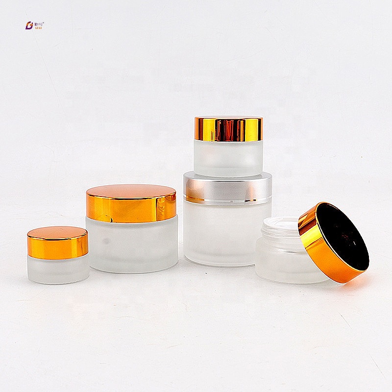Personal care elegant luxury cosmetic jar glass cream jars wholesale jar cosmetic with lids