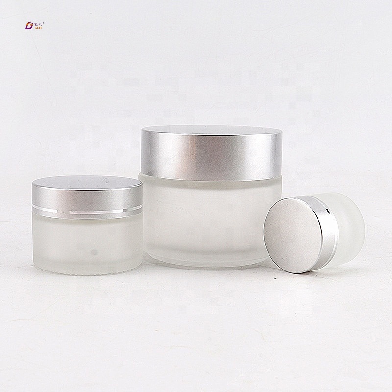 Personal care elegant luxury cosmetic jar glass cream jars wholesale jar cosmetic with lids