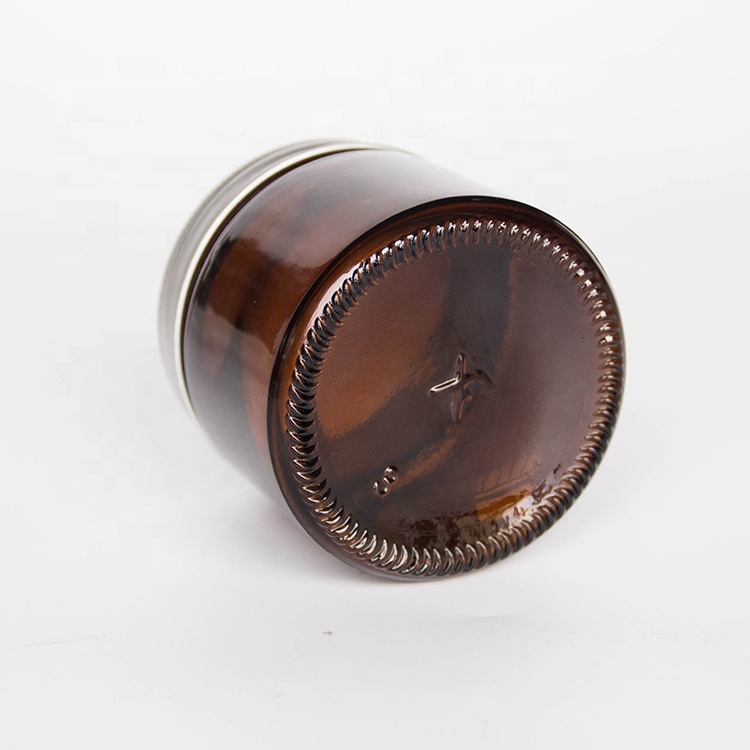 Personal care industrial skin face cream amber glass jar with lid for storage