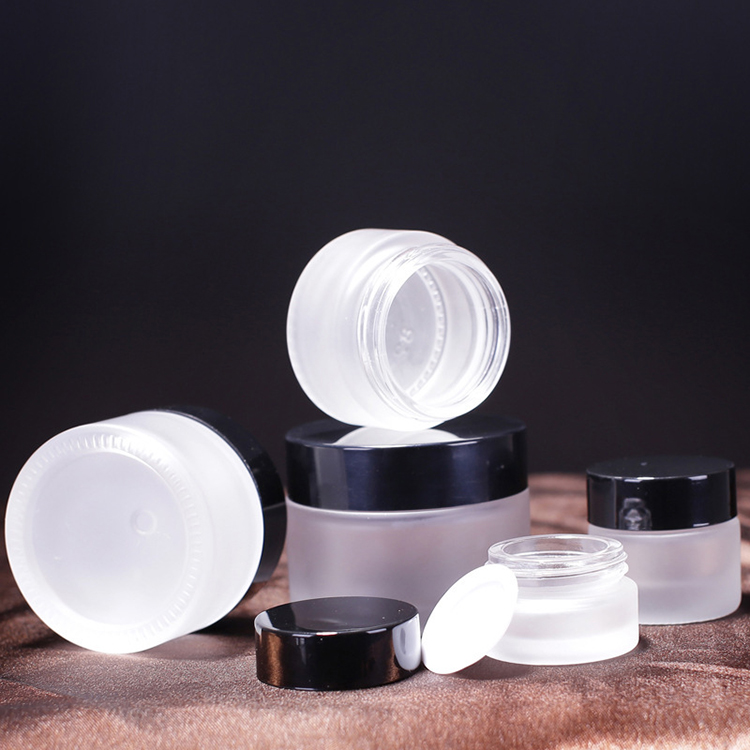 Personal care packaging clear frosted 50g cream glass cosmetic jar 30g 50g frosted glass jar