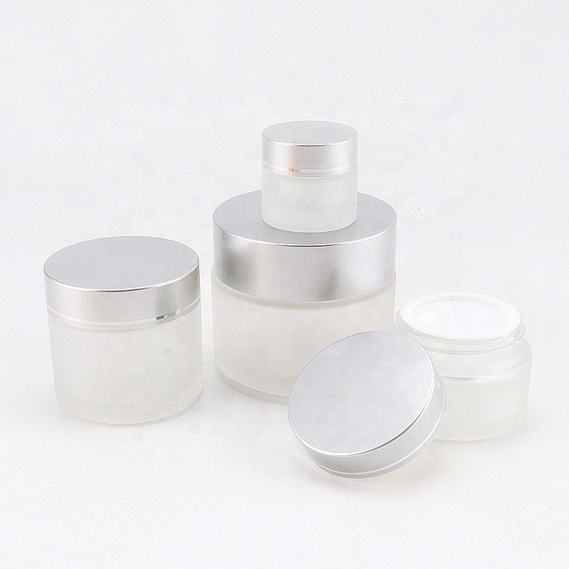 Personal care use new wide mouth clear frosted round luxury glass cosmetic jar container