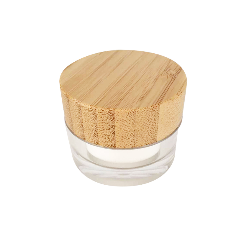 Personal skin care packing 15g 30g 50g 100g plastic cylinder container acrylic cream jars pot with bamboo wooden lid
