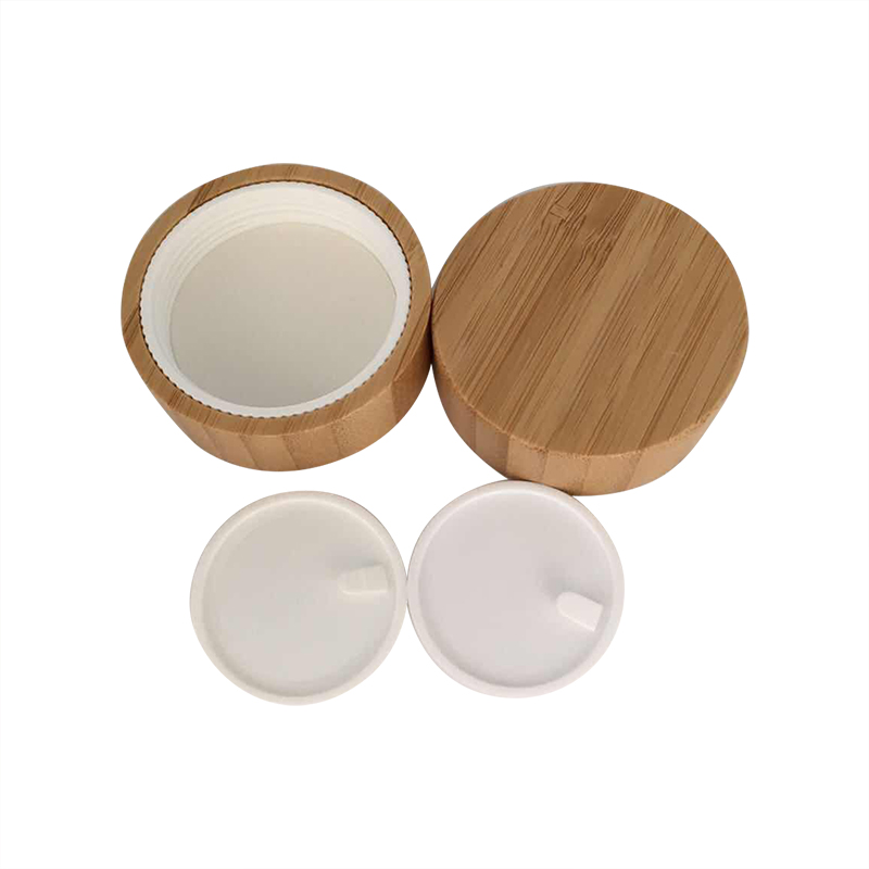 Personal skin care packing 15g 30g 50g 100g plastic cylinder container acrylic cream jars pot with bamboo wooden lid
