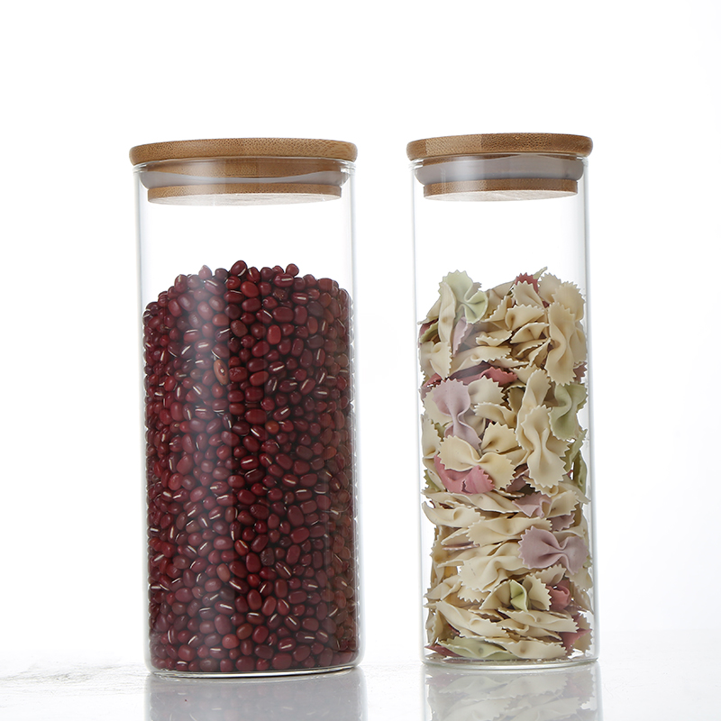 Personalized Chinese Storage Jar High Borosilicate Glass Storage Jar Glass Jar Wooden Lid