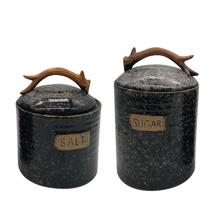 Personalized European Antler Christmas Decoration Ceramic Food Storage Jar With Lid