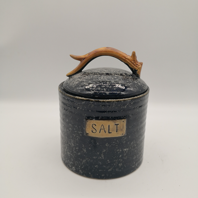 Personalized European Antler Christmas Decoration Ceramic Food Storage Jar With Lid