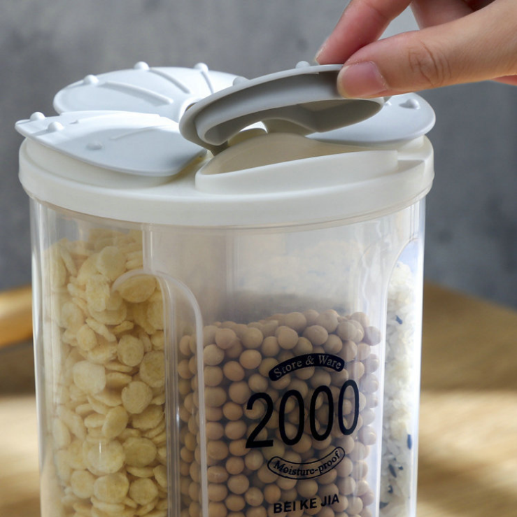 Petal storage jar transparent plastic compartment airtight jar food jar