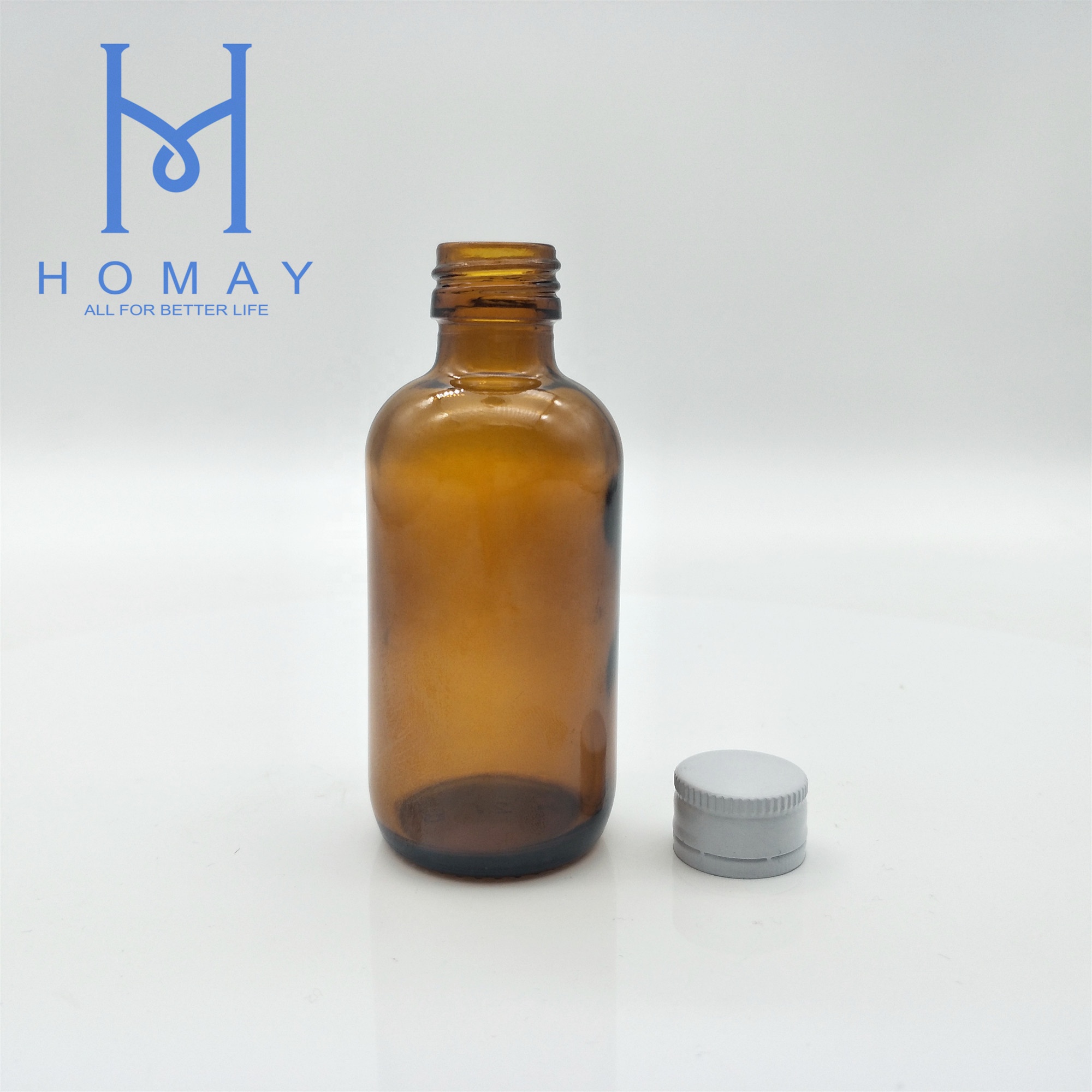 Pharmaceutical 15ml 30ml 60ml 120ml 250ml Empty amber glass boston round bottle for syrup with ROPP aluminum caps