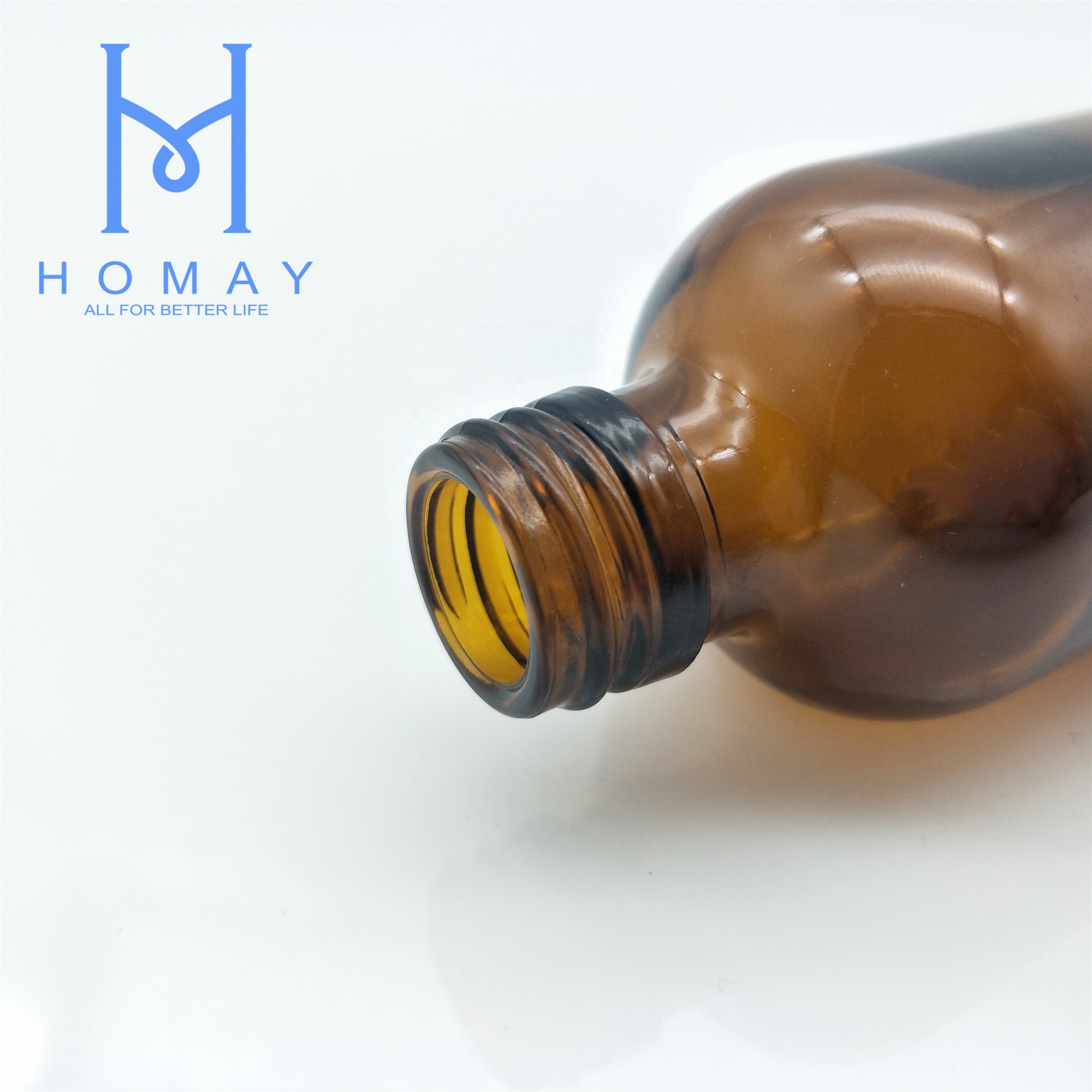 Pharmaceutical 15ml 30ml 60ml 120ml 250ml Empty amber glass boston round bottle for syrup with ROPP aluminum caps