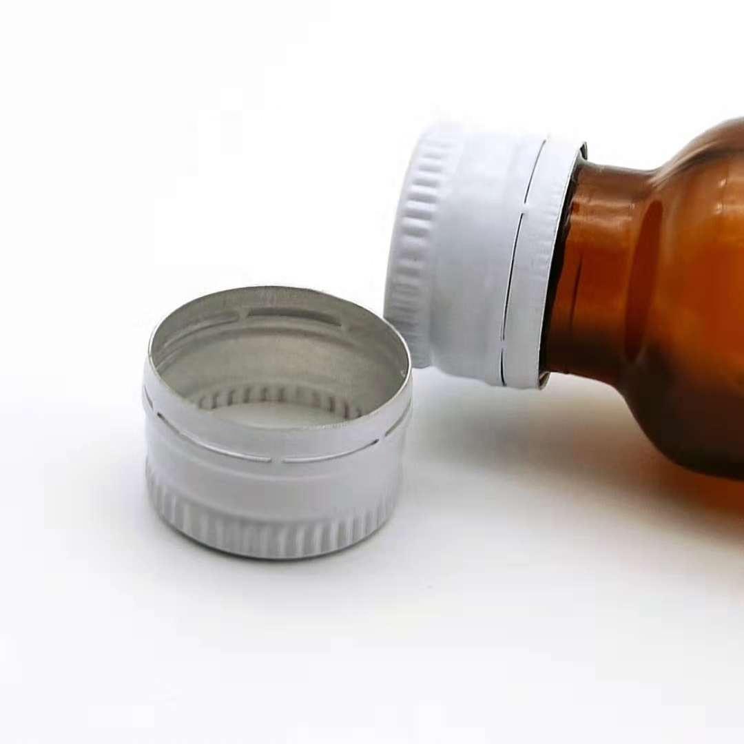 Pharmaceutical 15ml 30ml 60ml 120ml 250ml Empty amber glass boston round bottle for syrup with ROPP aluminum caps