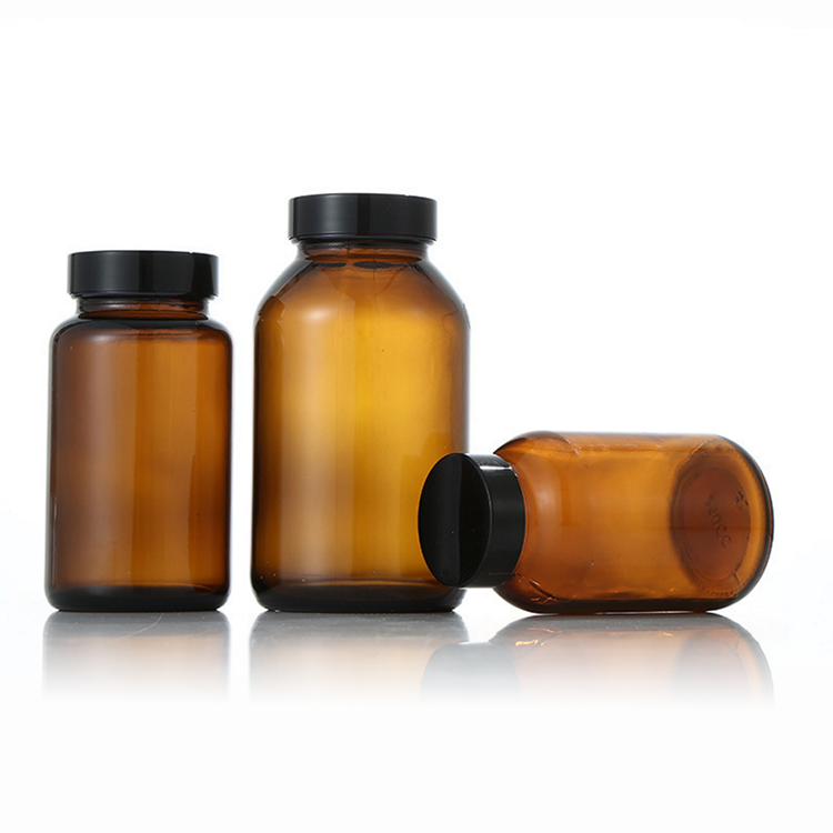 Pharmaceutical 60ml Wide mouth amber glass pill bottles for Tablet