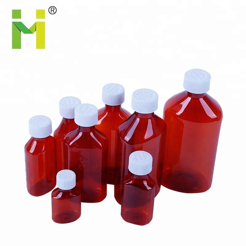 Pharmaceutical Plastic Liquid Oval Bottles Graduated in Ounces and Milliliter