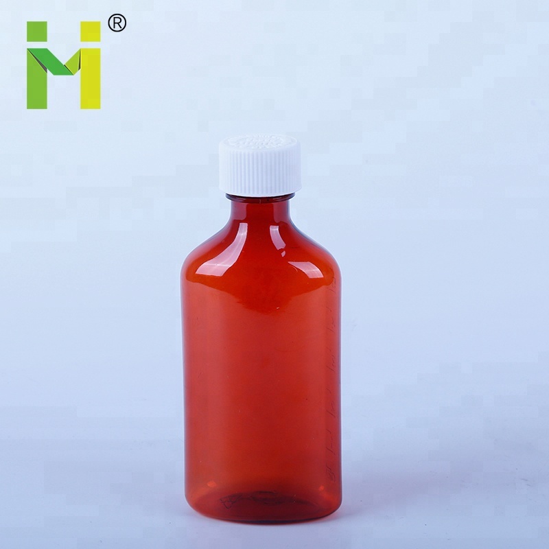 Pharmaceutical Plastic Liquid Oval Bottles Graduated in Ounces and Milliliter