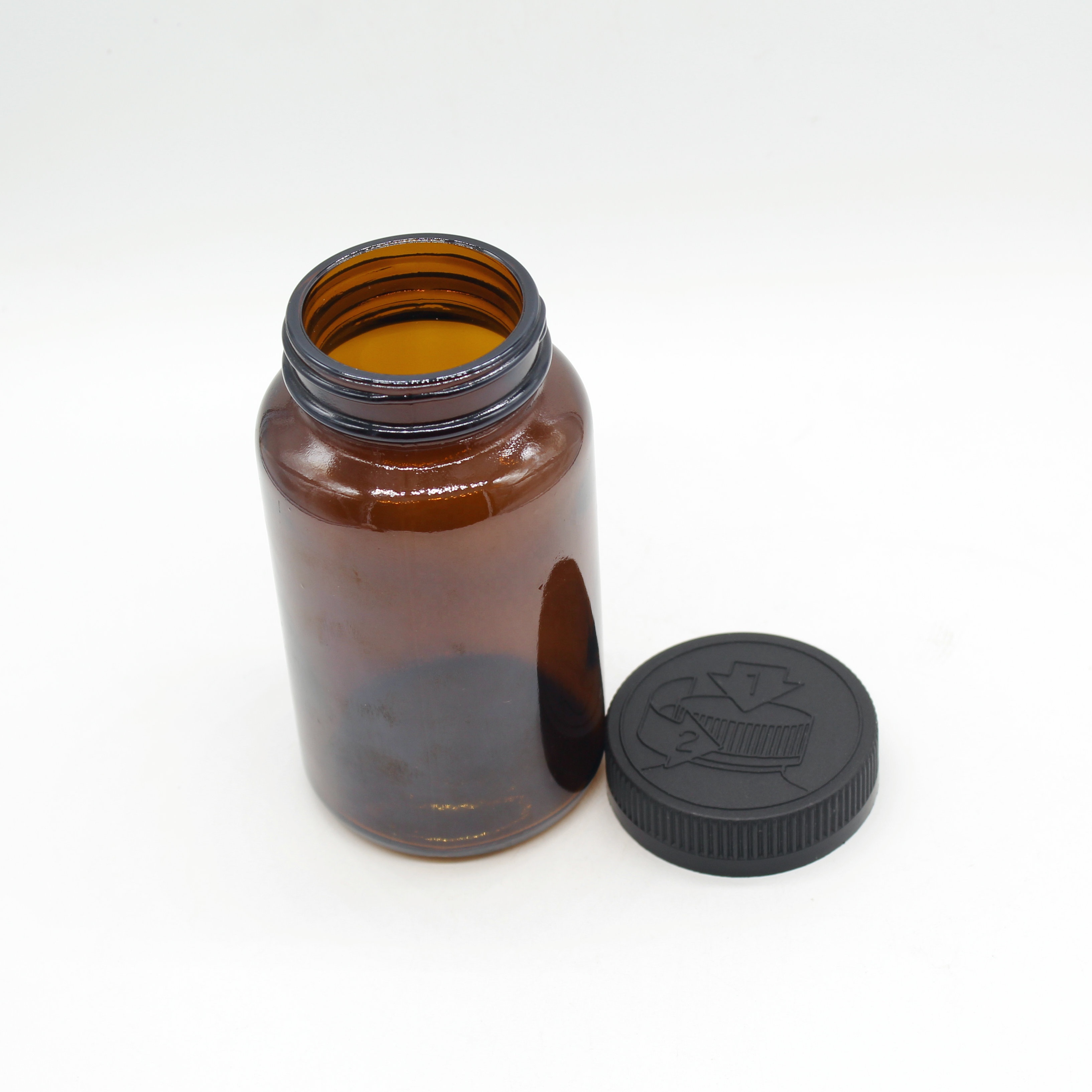 Pharmaceutical Wide mouth amber glass pill bottles for Tablet 300ml