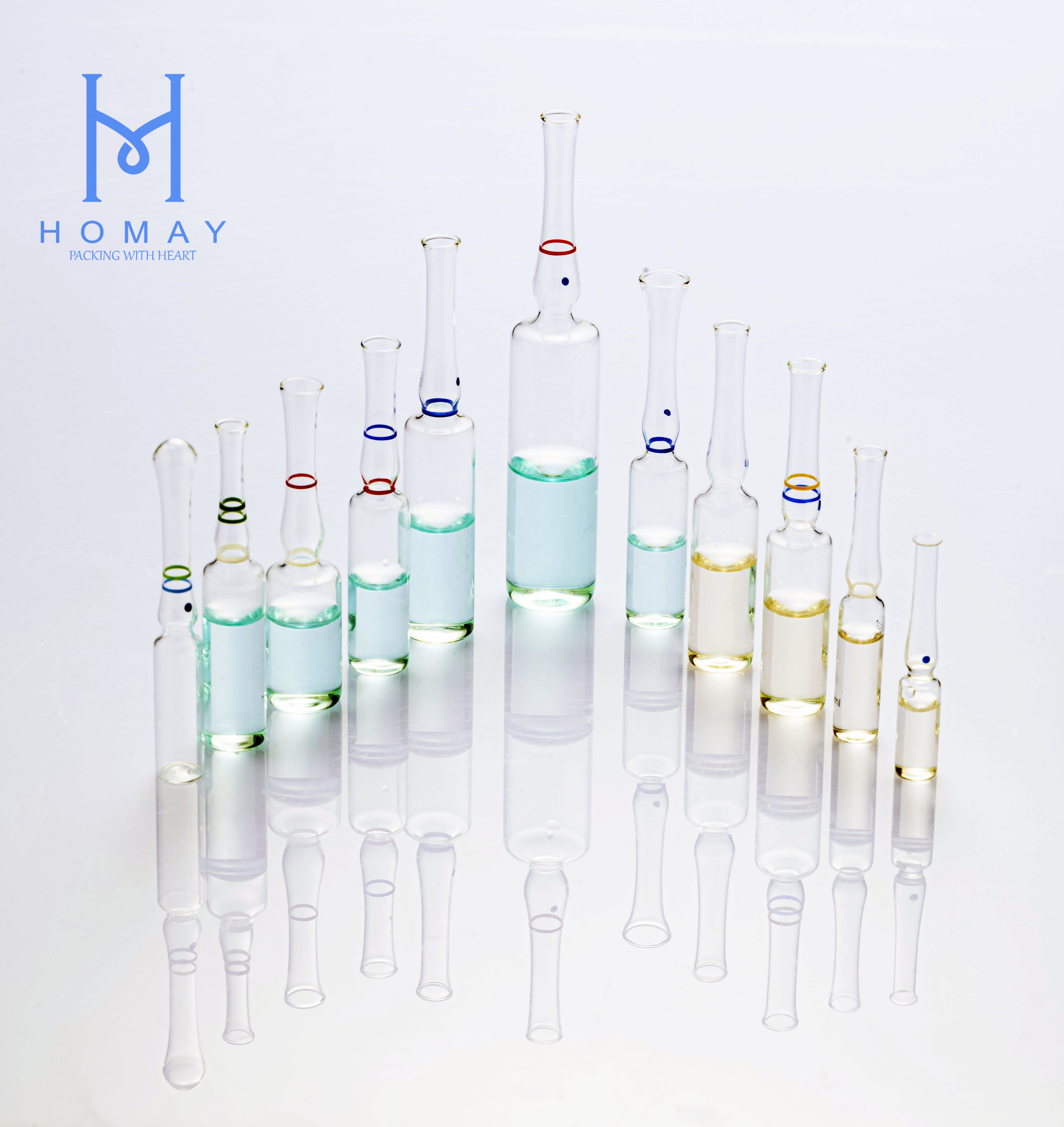 Pharmaceutical empty borosilicate glass ampoules for injection YBB/ISO Standard 1ml 2ml 3ml 5ml 10ml 20ml