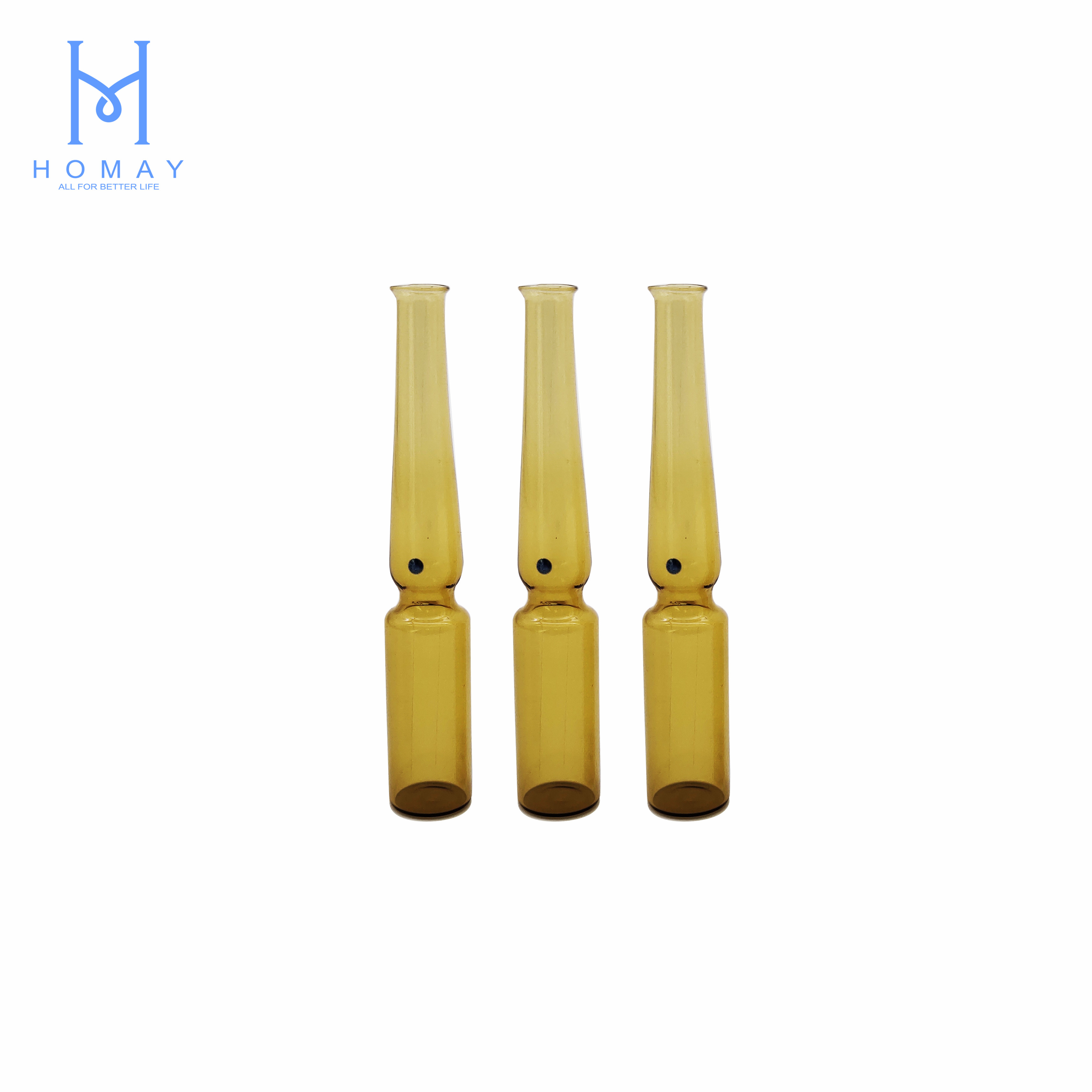 Pharmaceutical empty borosilicate glass ampoules for injection YBB/ISO Standard 1ml