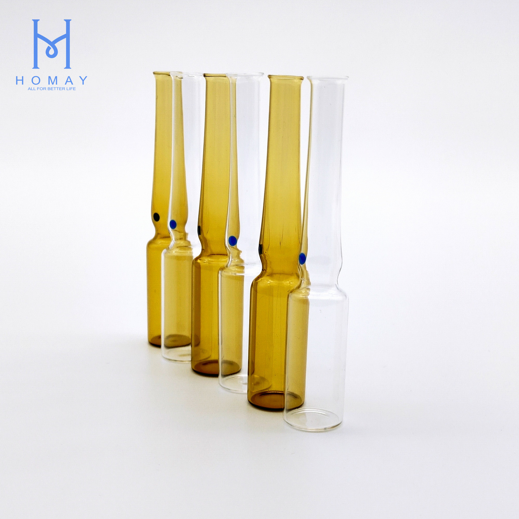 Pharmaceutical empty borosilicate glass ampoules for injection YBB/ISO Standard 1ml